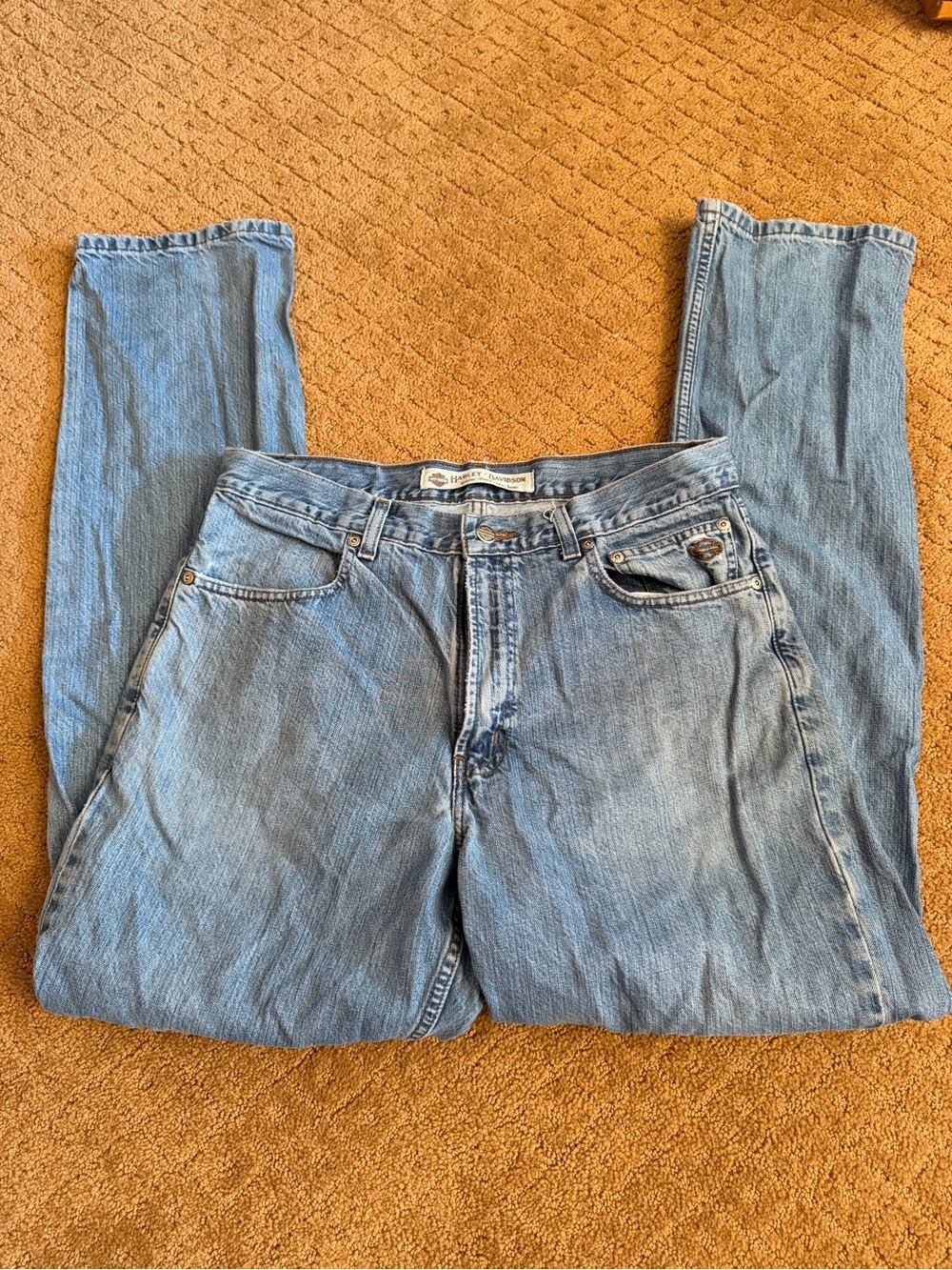 Harley Davidson Medium Wash High Rise Jeans Mens Size 34X34